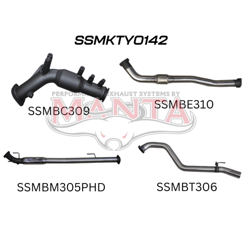 Manta Hilux GUN126R 2.8L Turbo Back 3in Hotdog With Cat