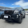 Black nissan navara 2021+ with stainless steel medium size nudge bar rugged front bumper and matte black wheels
