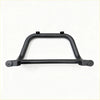 Black metal front bumper guard with mounting brackets and circular end caps for stainless steel nudge bar nissan navara d40