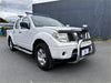 White nissan navara d40 with stainless steel nudge bar chrome bull bar and roof rack for 2005-2015 thai model