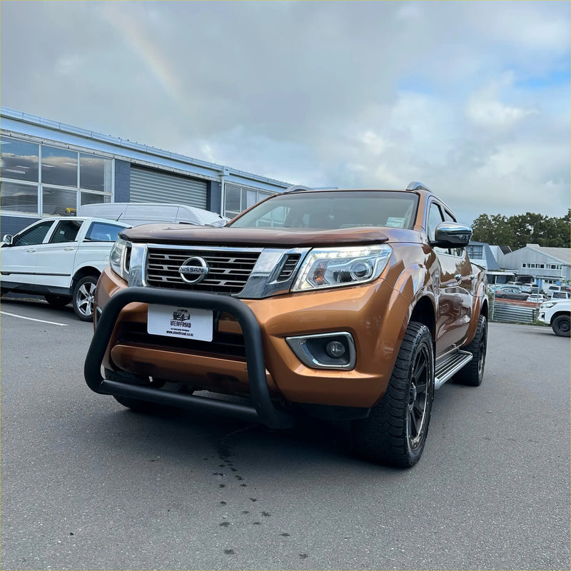 Bronze nissan navara np300 with matte black stainless steel nudge bar and black front bumper guard alloy wheels