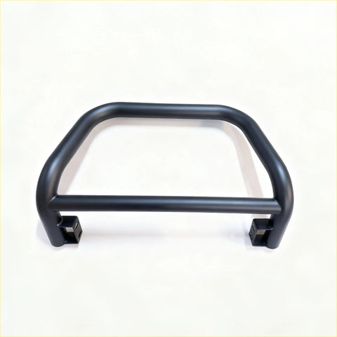 Black metal front bumper guard with curved bars and brackets for stainless steel nudge bar nissan navara np300 2015-2020