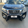 Black nissan np300 with matte black stainless steel nudge bar and chrome grille with black front bumper guard