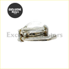Shiny chrome stainless steel turbo elbow with polished finish and gold mounting hardware for nissan s13 s14 sr20det
