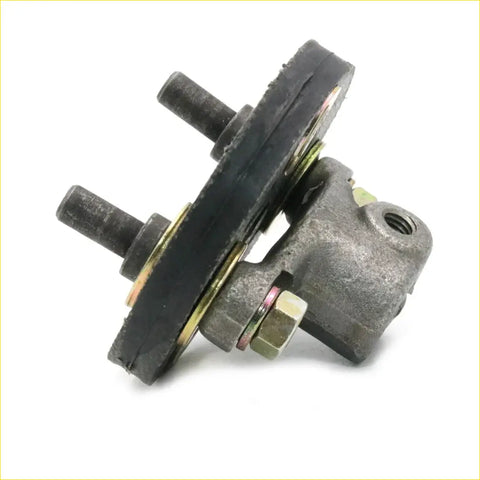 Gray metallic steering column coupling with black rubber bushings and brass fasteners for Toyota Hilux 1983-1989