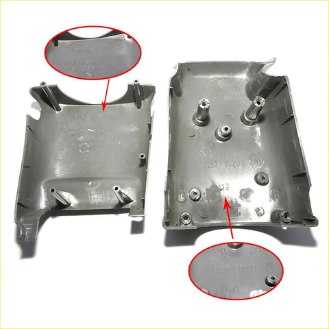 Back side of gray plastic steering column cover no tilt with molded mounting posts for toyota 4runner hilux surf 1990-1995