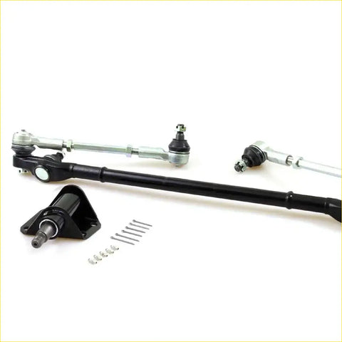 Black and silver steering drag link set with ball joints and mounting hardware for bedford kb ls 4x2 1980-1988