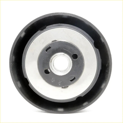 Black and silver steering wheel boss kit hub with central threaded shaft and molded plastic for Mazda B-Series 1961-2006