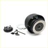 Black ribbed steering wheel hub adapter with silver metal center ring and wiring for nissan cefiro a31 1988-1994