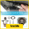 Silver metallic suction control valve with beige plastic housing and threaded fittings for Nissan Navara D40 Isuzu engines