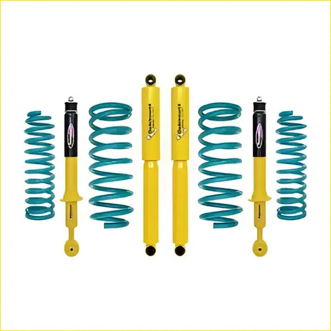 Yellow and teal coilover suspension kit with black shock absorber tops for Suzuki Grand Vitara 2005 to 2015