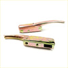 Two metallic pinkish-gold lever door latches with screws and slot for tail gate handle opener for nissan sunny 1975-1989