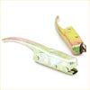Yellow and silver metal tailgate handle release lever with curved handle for nissan datsun 620 king cab 72-79
