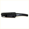 Black plastic tailgate lock handle with sleek curved design and integrated latch for toyota hilux 1978-1983