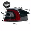 Back side of a black and red tail light assembly for tesla model s 2016-2021 with sleek clear lens sections