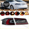 Black and red led tail light assembly for tesla model s 2016-2021 showing back side of the product