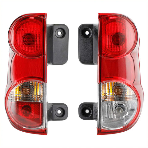 Back side view of red and clear plastic tail light rear lamp with black mounting brackets for Nissan NV200 2013-2018