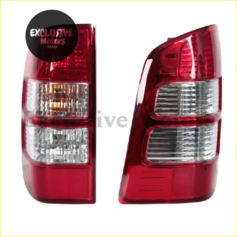 Red plastic tail lights with clear and amber lenses for ford ranger pj pk 2006-2011 shown from the back side