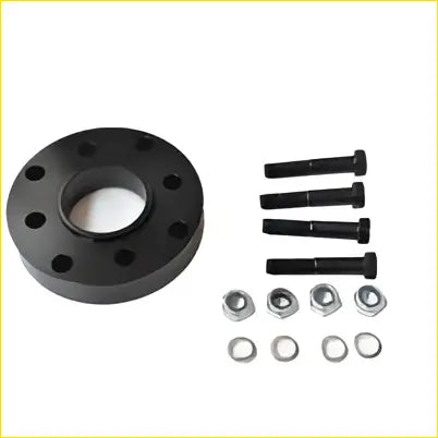 Black 25mm tail shaft spacer flange with six bolt holes, black bolts, silver washers, and nuts fit for Nissan Patrol