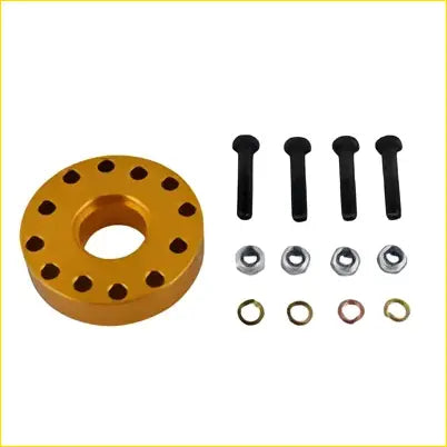 Gold-colored aluminum tail shaft spacer flange 25mm with six bolt holes and black bolts for toyota hilux 1984-1997