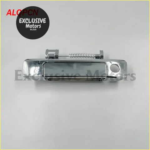 Chrome finished tailgate handle for ford ranger t6 mazda bt50 with spring loaded mechanism and rectangular design