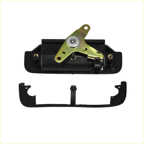 Black plastic tailgate handle latch with gold metal lever and silver screw for Toyota Hilux 1988-2015 replacement part