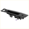 Black plastic tailgate handle for toyota tundra 2007-2013 with pull mechanism and rear camera hole shown from back side