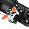 Black plastic tailgate handle for toyota tundra tacoma with silver metal parts orange plastic accents and camera hole back view