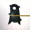 Black plastic timing belt cover with textured ribbed surface and mounting holes for toyota hilux kun126 kun135