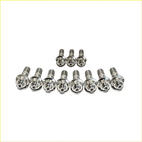 Set of ten chrome alloy wheel bolts with hex heads for titanium exhaust manifold egr stud kit on Nissan Patrol GU ZD30