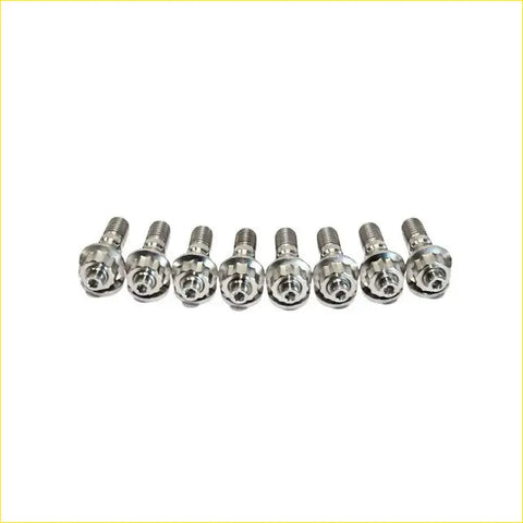 Set of eight chrome hex head bolts with threaded shafts for titanium exhaust manifold stud kit mazda b-series bravo