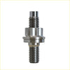 Silver metallic threaded bolt with hexagonal nut and flanged collar for titanium exhaust manifold turbo kit ford territory
