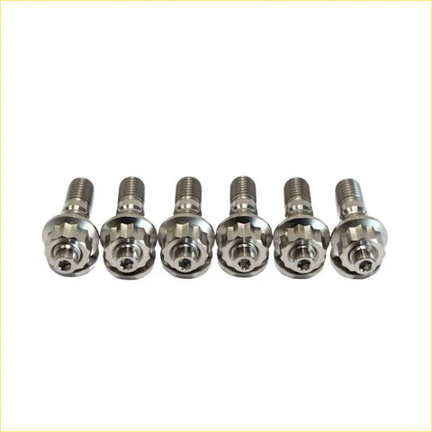 Six silver titanium turbo charger studs with hex star heads and threads for mitsubishi pajero sport 4n15 2.4l