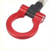 Red aluminum tow hook ring for toyota avanza with black rubber strap and silver bolt for car track racing
