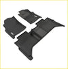 Black rubber Toyota Hilux 8th gen deep dish floor mats with textured ribbed surfaces and molded contours for perfect fit