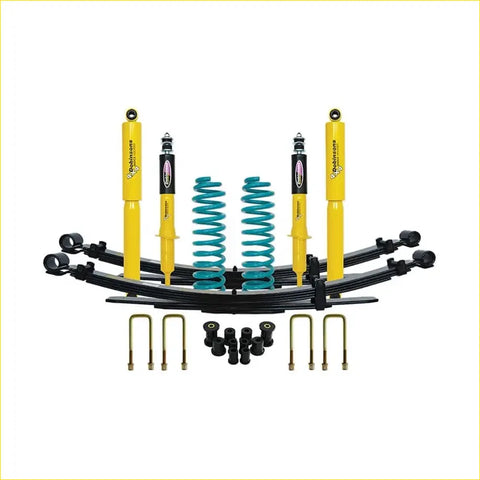 Yellow and black doblòsco suspension kit with teal coil springs for toyota hilux n80 2015 onwards nitro gas lift