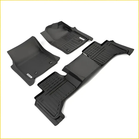 Black rubber deep dish all-weather floor mats with ribbed patterns for grip and durability fit toyota landcruiser j300