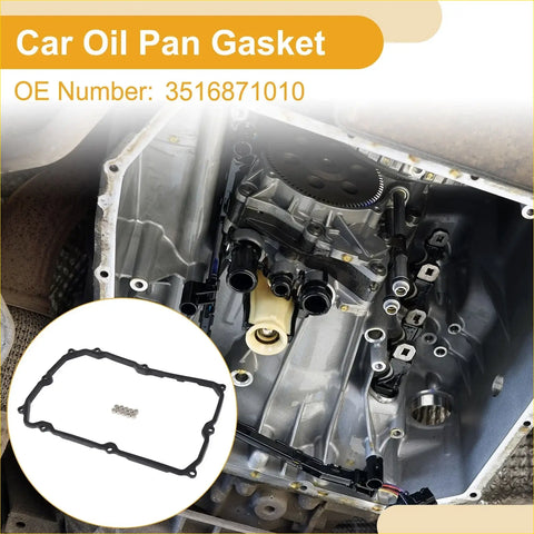 Black rubber oil pan gasket for 2015 toyota land cruiser with oem number 3516871010 shown from front side