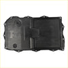 Black plastic ribbed transmission oil pan with mounting holes for dodge jeep grand cherokee ram 1500 backside view