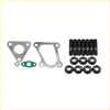 Black threaded bolts and hex nuts with metallic gaskets and a green rubber seal for turbo installation on mitsubishi triton mn 4d56