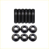 Set of six black coated steel lug bolts and hex nuts for turbo installation kit on nissan navara d40 yd25 25l