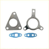 Set of metallic turbo installation gaskets with silver flanged and blue rubber seals for nissan navara d40 yd25 25l