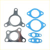 Set of metallic and blue rubber automotive gaskets with precise cutouts for turbo installation on nissan navara d40 yd25 25l