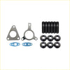 Black threaded bolts and hex nuts with metallic flanges and blue gaskets for nissan navara d40 turbo installation kit