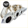 Stainless steel turbo manifold with polished finish and integrated exhaust ports for nissan rb20det rb25det