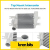 White top mount intercooler with ribbed aluminum core and cylindrical pipes for nissan patrol gu y61 zd30 3.0l turbo diesel