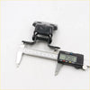 Black plastic upper lower door hinge for toyota hilux 1979-1986 shown from back with 35.80 mm caliper measurement