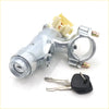 Silver metal car ignition switch assembly with yellow connector and two black key fobs for toyota hilux 1997-2005