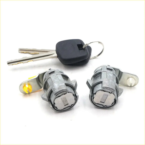 Silver metal car door lock cylinders with black keys for Toyota Hilux utility door lock 1988-1997