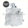 Silver aluminum vacuum pump for nissan navara d22 d23 and frontier with threaded ports and mounting bolts visible